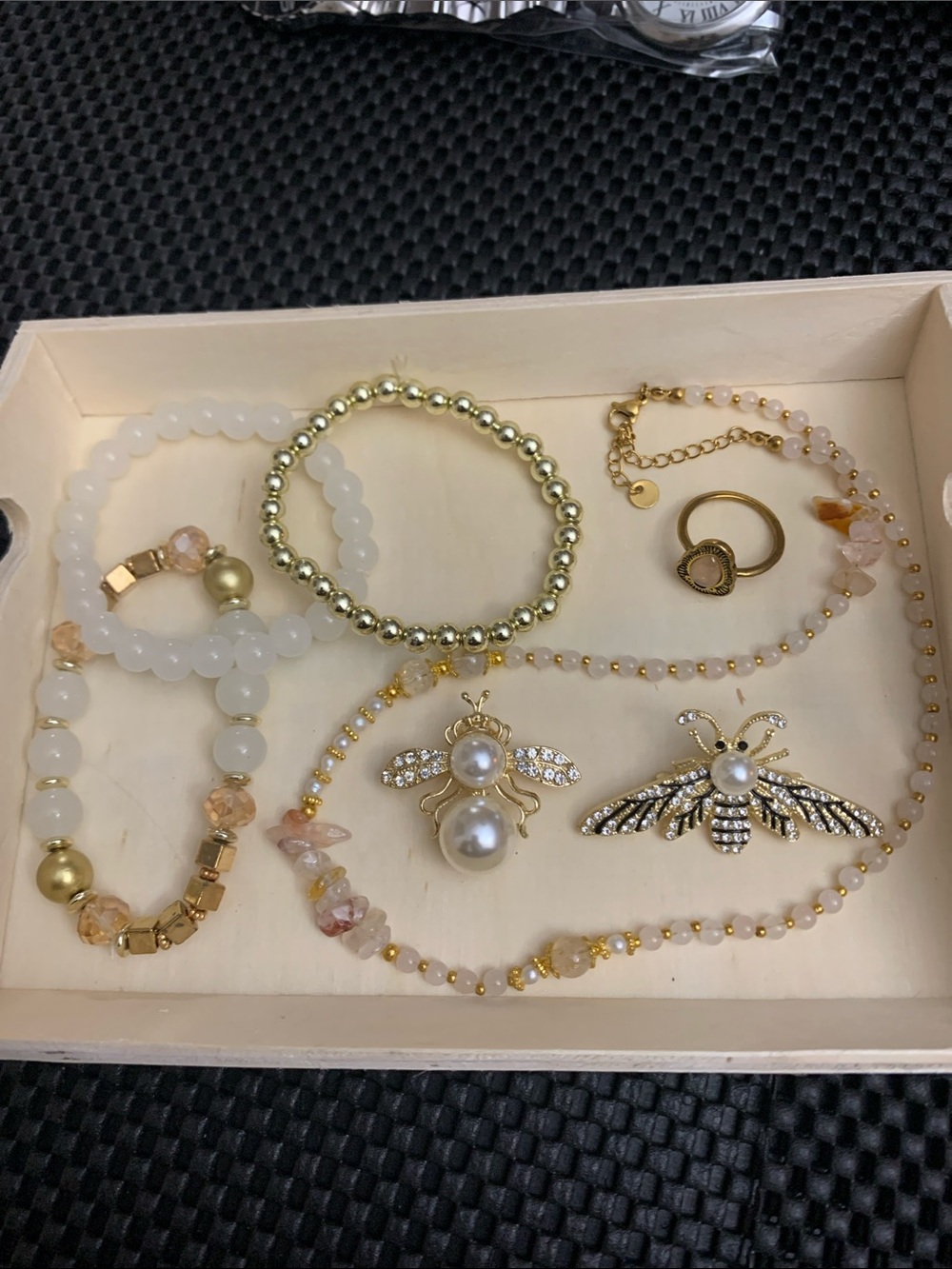 Gold Women Jewelry BUNDLE! Pearls & Pink Accents! 🐝🔮
